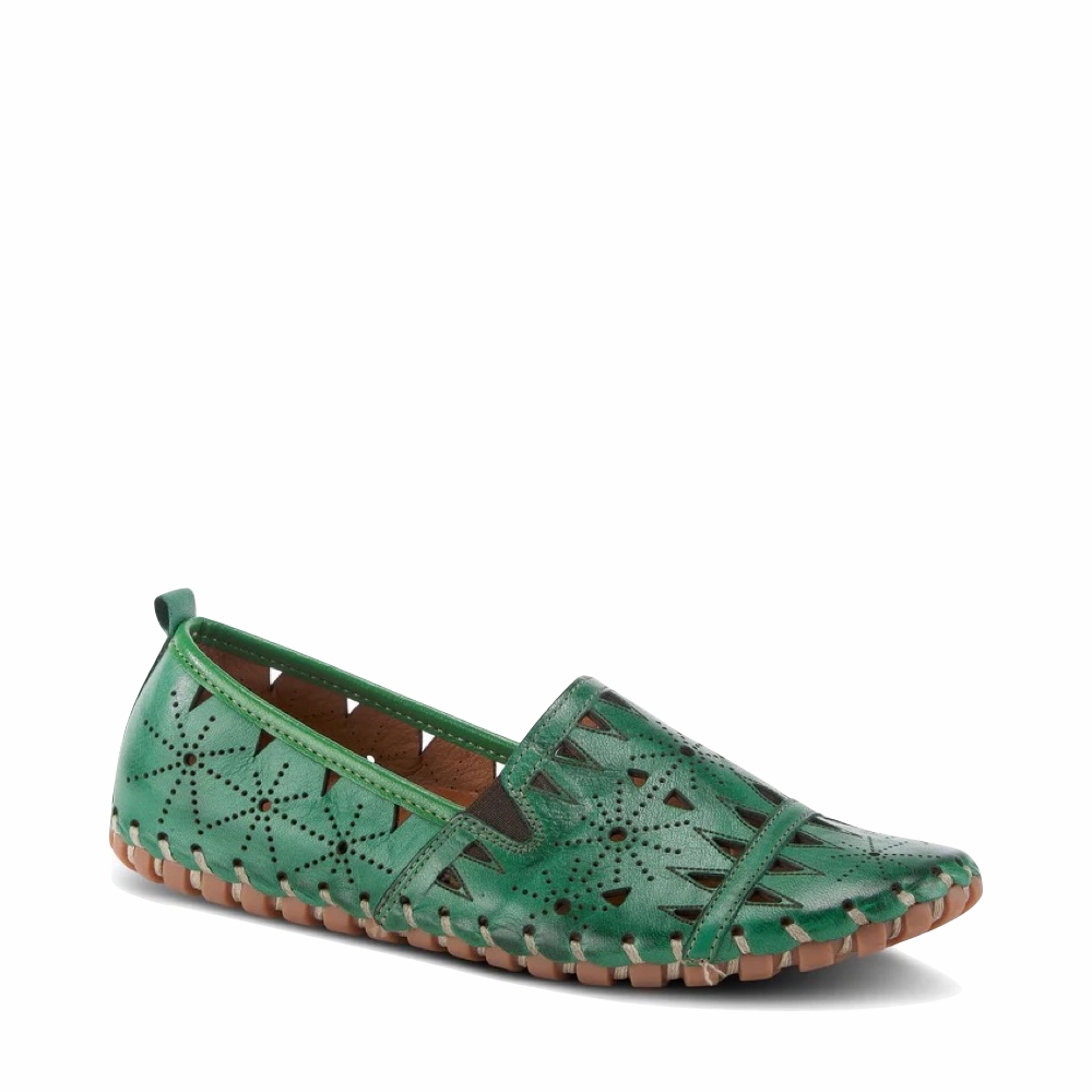 School Day Cool Lifestyle Spring Step Women's Fusaro Slip On Flat in Green
