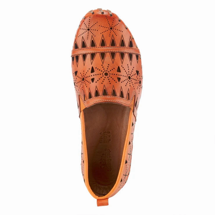 Smart Form Hand Stitched Details Spring Step Women's Fusaro Slip On Flat in Orange