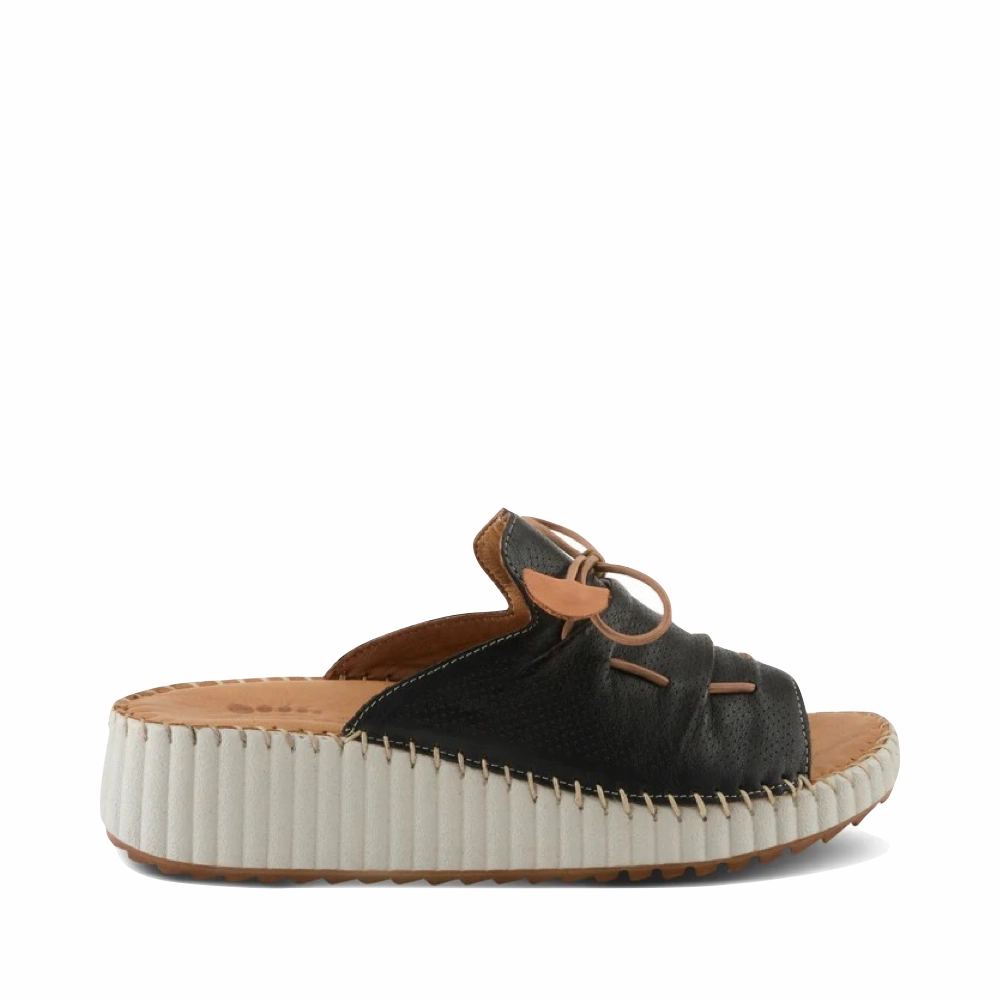 Spring Step Women's Nevelle Slide Wedge Sandal in Black Weekend Walks