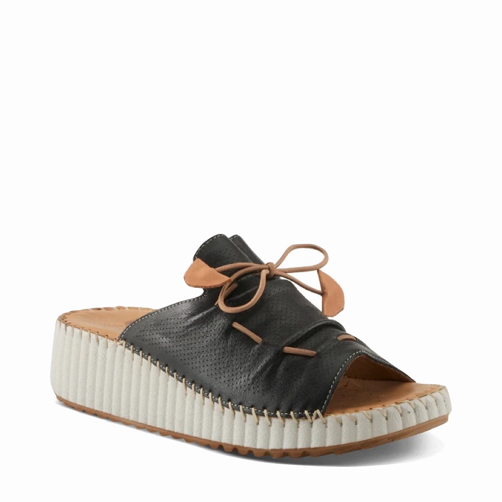 Spring Step Women's Nevelle Slide Wedge Sandal in Black Supportive Fit Carefree Day