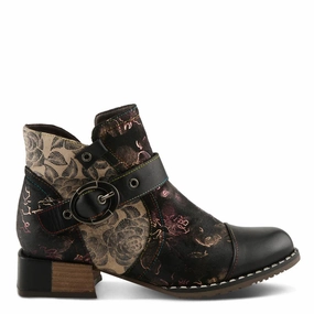 Comfort Memory Foam Smooth glide Spring Step Women's Sipperb Heeled Side Zip Boot in Black Multi