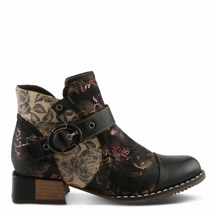 Comfort Memory Foam Smooth glide Spring Step Women's Sipperb Heeled Side Zip Boot in Black Multi