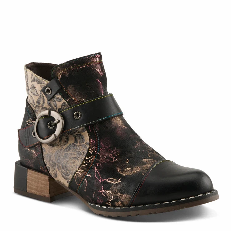 Soft Sole Shore Jog Spring Step Women's Sipperb Heeled Side Zip Boot in Black Multi