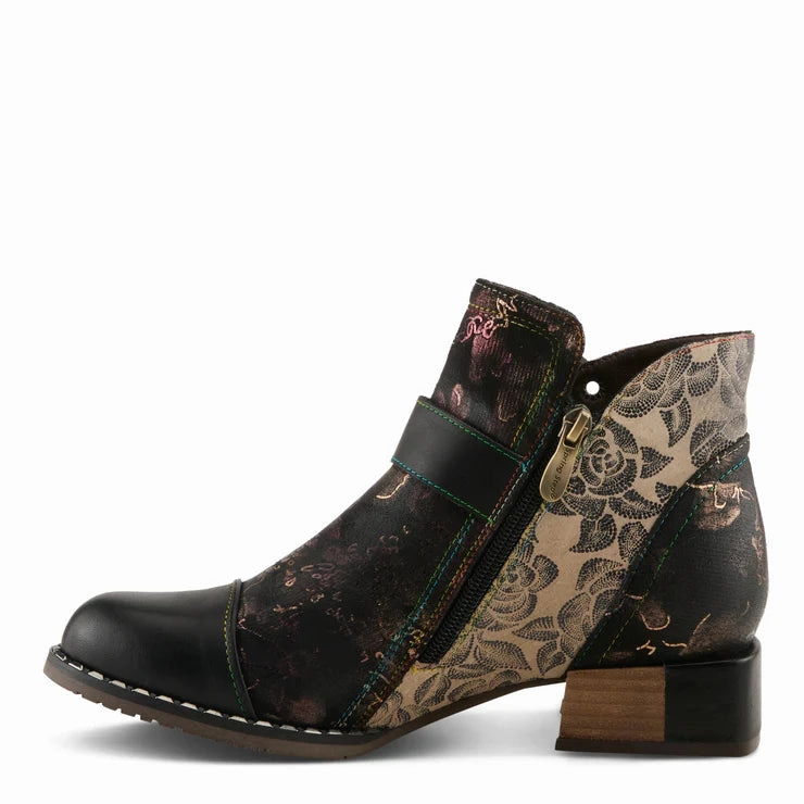 Spring Step Women's Sipperb Heeled Side Zip Boot in Black Multi TPR Sole Fashionable Style