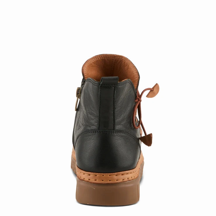 Spring Step Women's VanDis Low Leather Zip Boot in Black Travel Pair