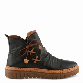 Hop Step Spring Step Women's VanDis Low Leather Zip Boot in Black