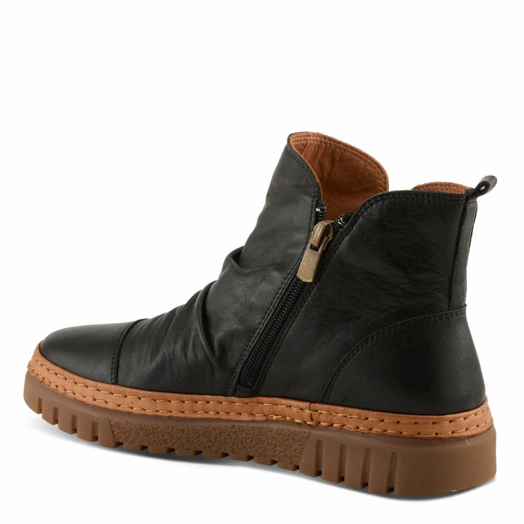 Breath Fresh Training Ease Spring Step Women's VanDis Low Leather Zip Boot in Black