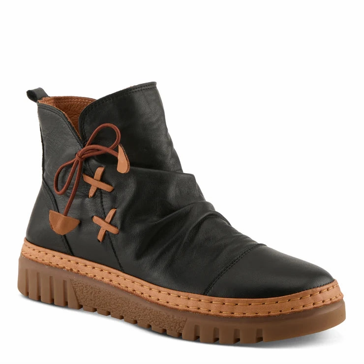 Spring Step Women's VanDis Low Leather Zip Boot in Black Stroll Ready Easy Routine