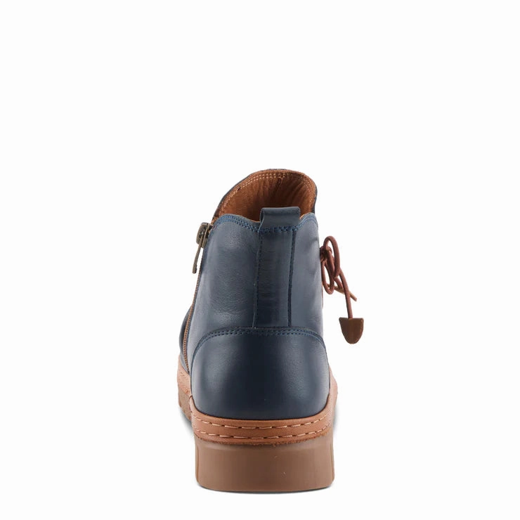 Walk Smart Spring Step Women's VanDis Low Leather Zip Boot in Navy