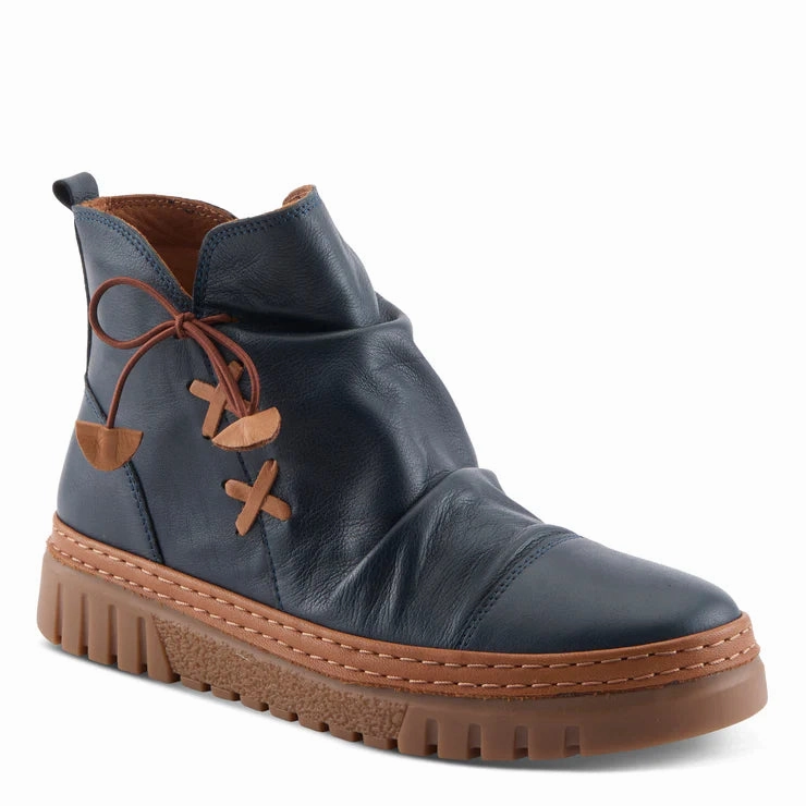 Jump Step Spring Step Women's VanDis Low Leather Zip Boot in Navy