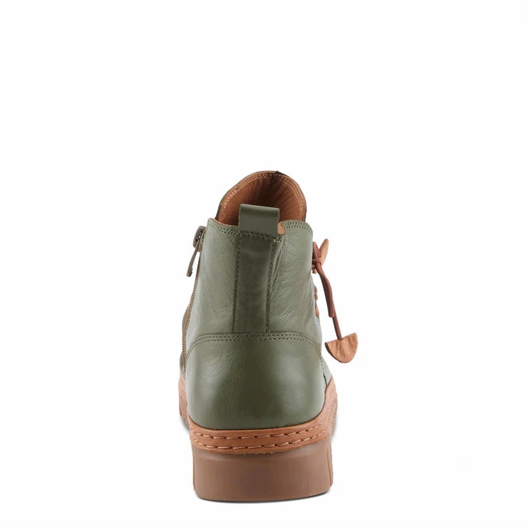 Spring Step Women's VanDis Low Leather Zip Boot in Olive Adult Wear