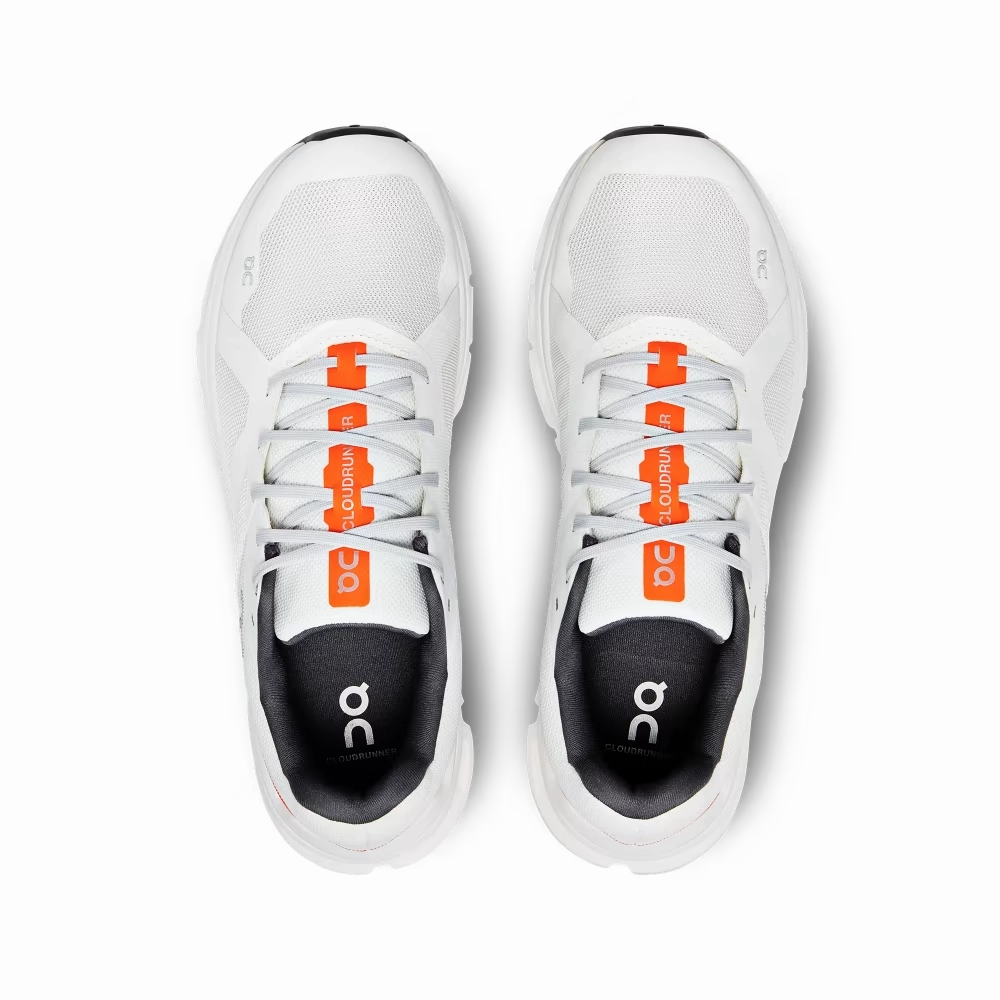 Ergonomic Last On Running Men's Cloudrunner Shoes - Undyed White / Flame