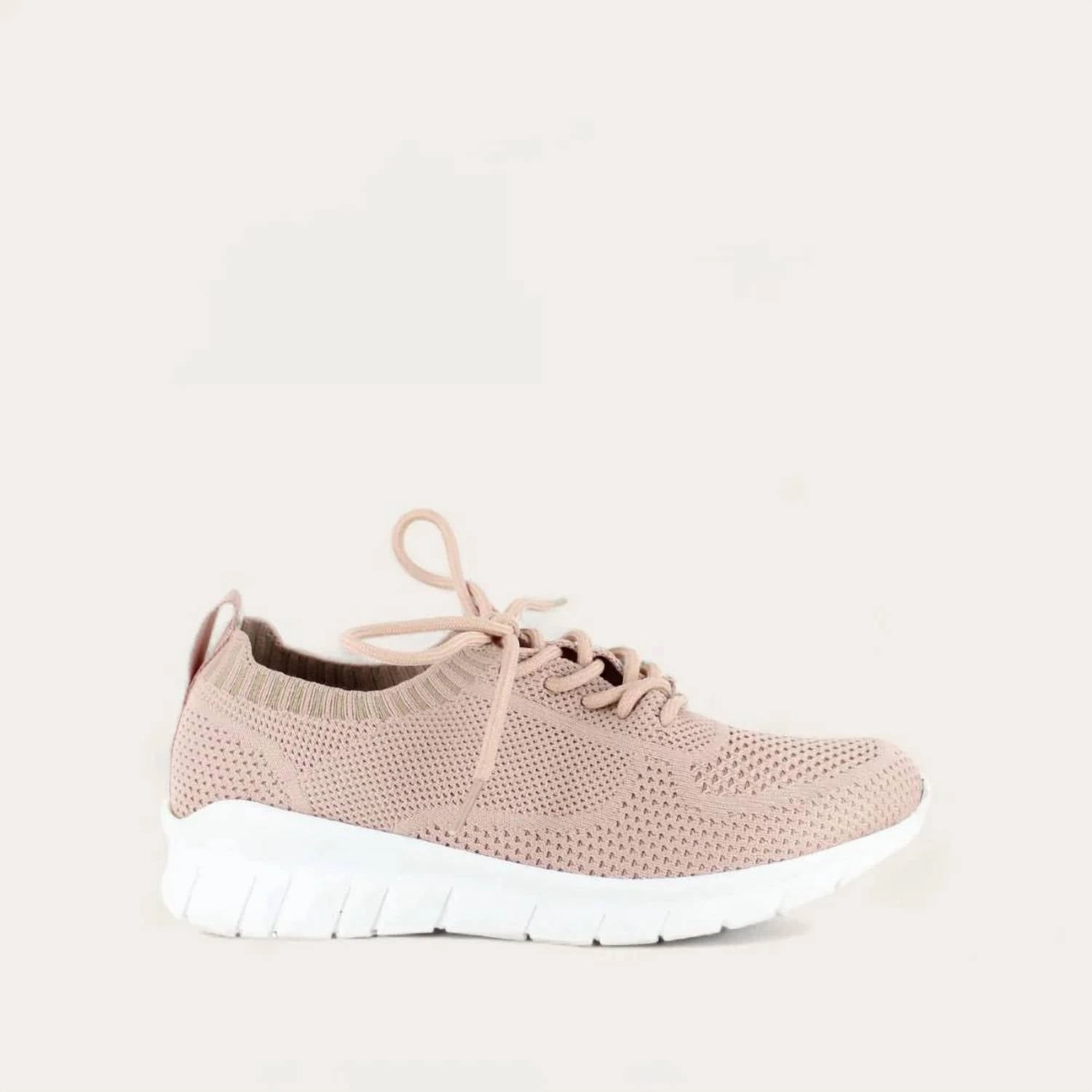 Women's Galaxy Sneakers - Medium In Light Pink Knit Stabilizing Heel Cage Minimalist Look