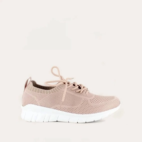 Women's Galaxy Sneakers - Medium In Light Pink Knit Stabilizing Heel Cage Minimalist Look