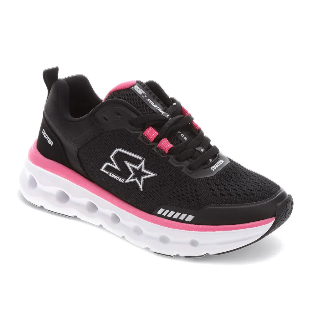 Starter Womens Bolt Synthetic Leather Casual Lace Up Sneaker Shoe Ventilation Technology Seamless Knit Body