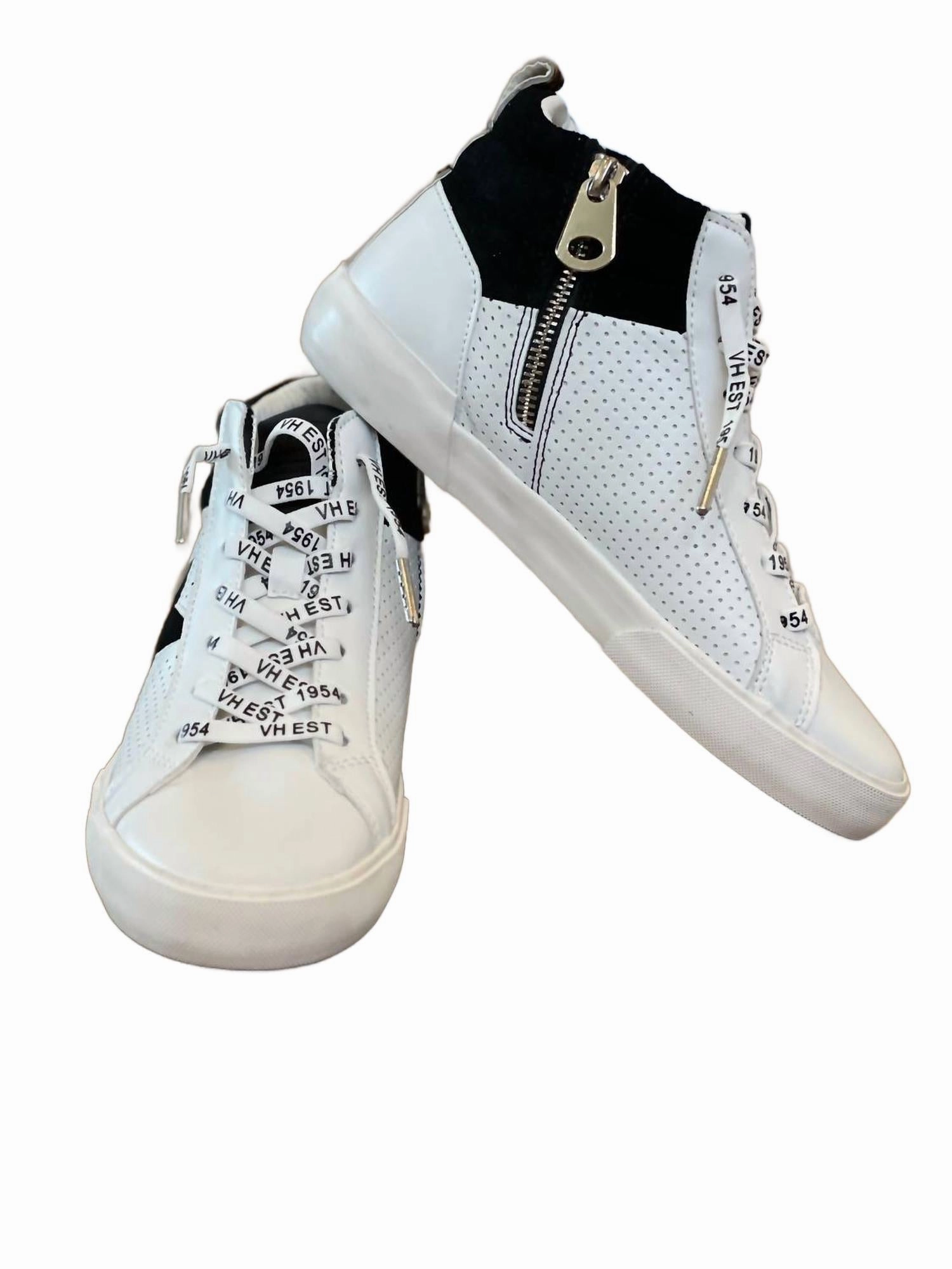 Women's Arlo Black & White High Top Sneaker Street Comfort Comfortable Heel