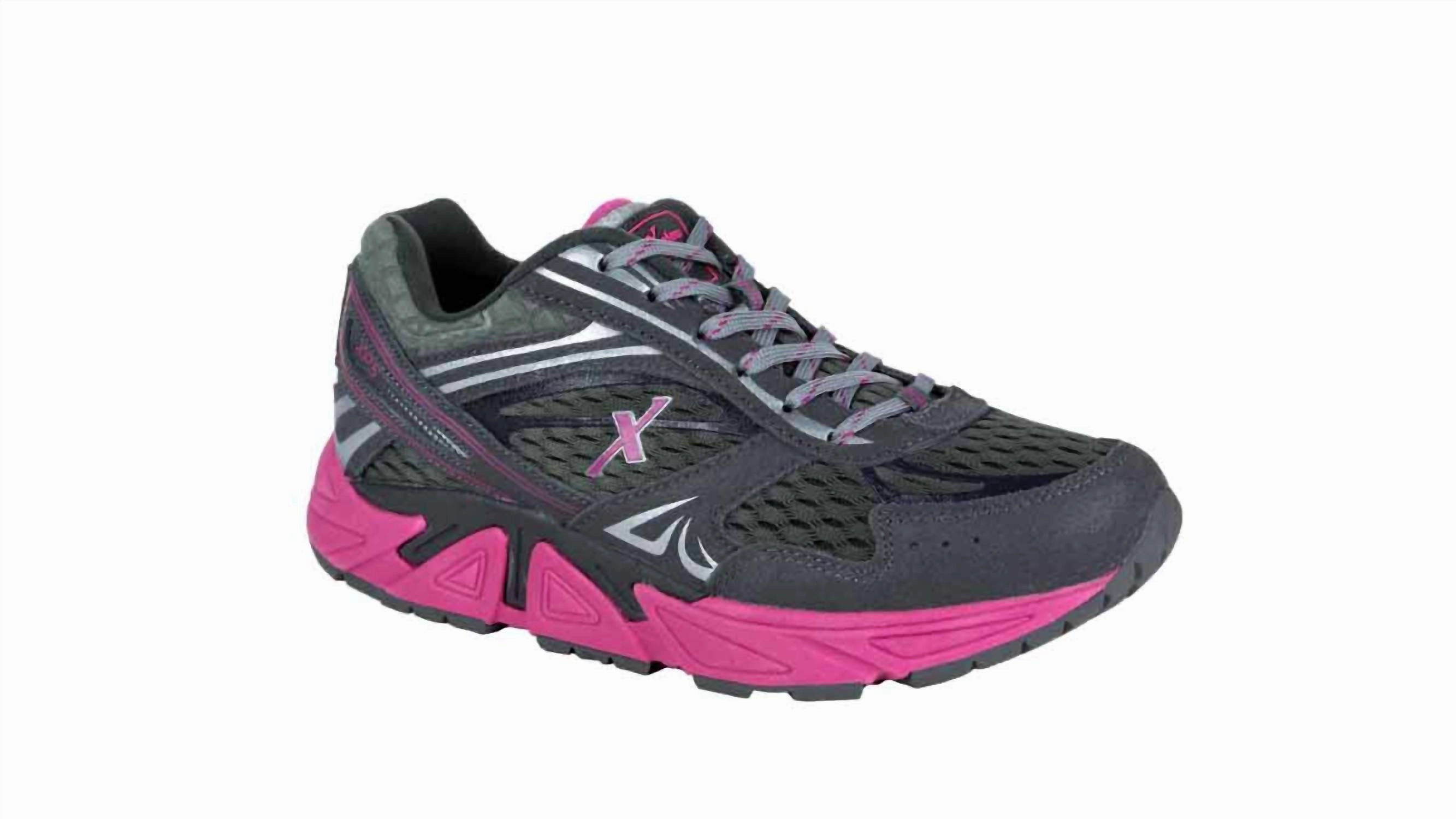 Ladies Genesis Extra Wide Sneakers In Graphite/magenta Dual Density Foam