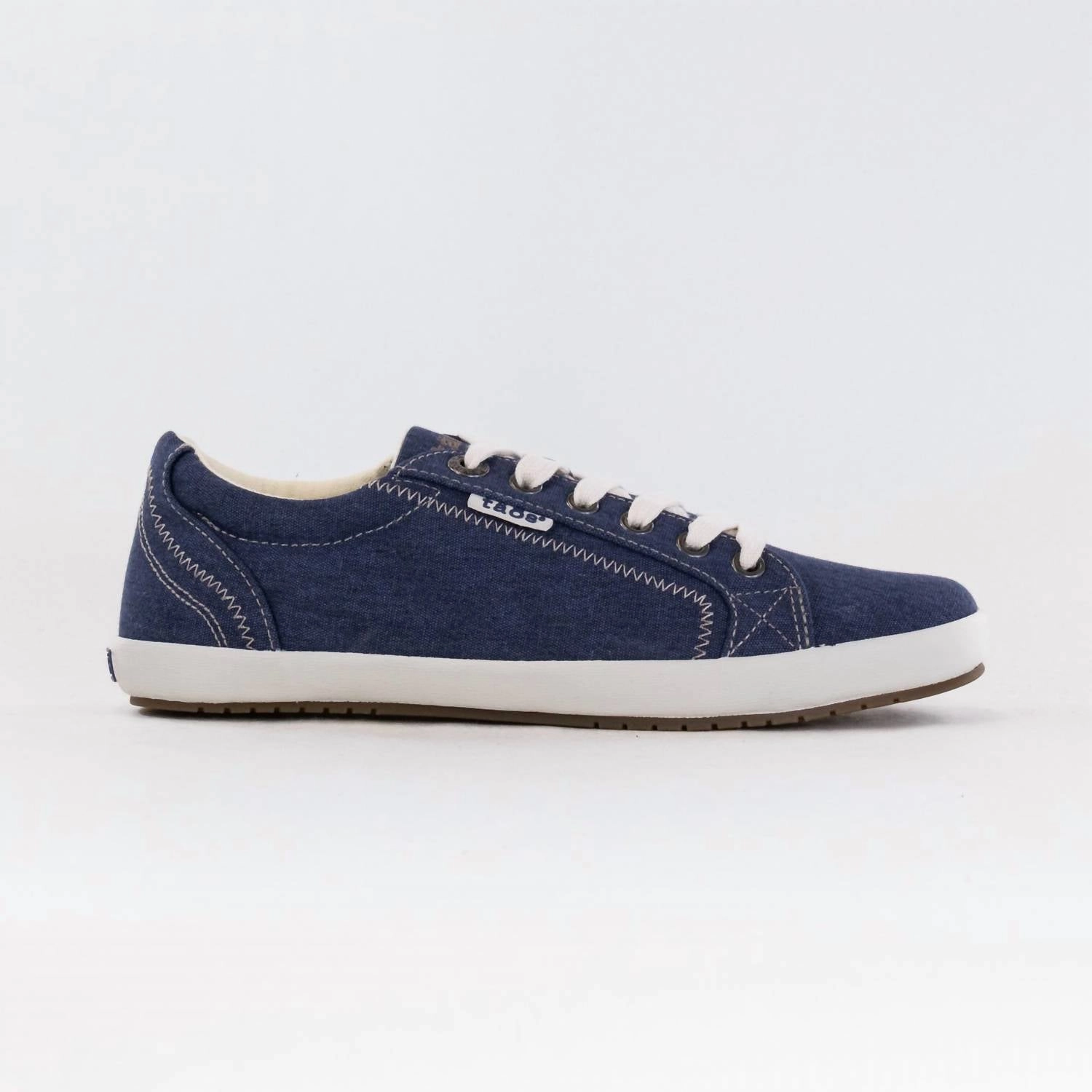 Women's Star Canvas Sneaker In Blue Washed Canvas Aerated Insole Recycled Rubber Compound
