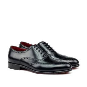 Unique Handcrafted Black Wingtip Oxford w/ Full Brogue by Le Ruux Hybrid style