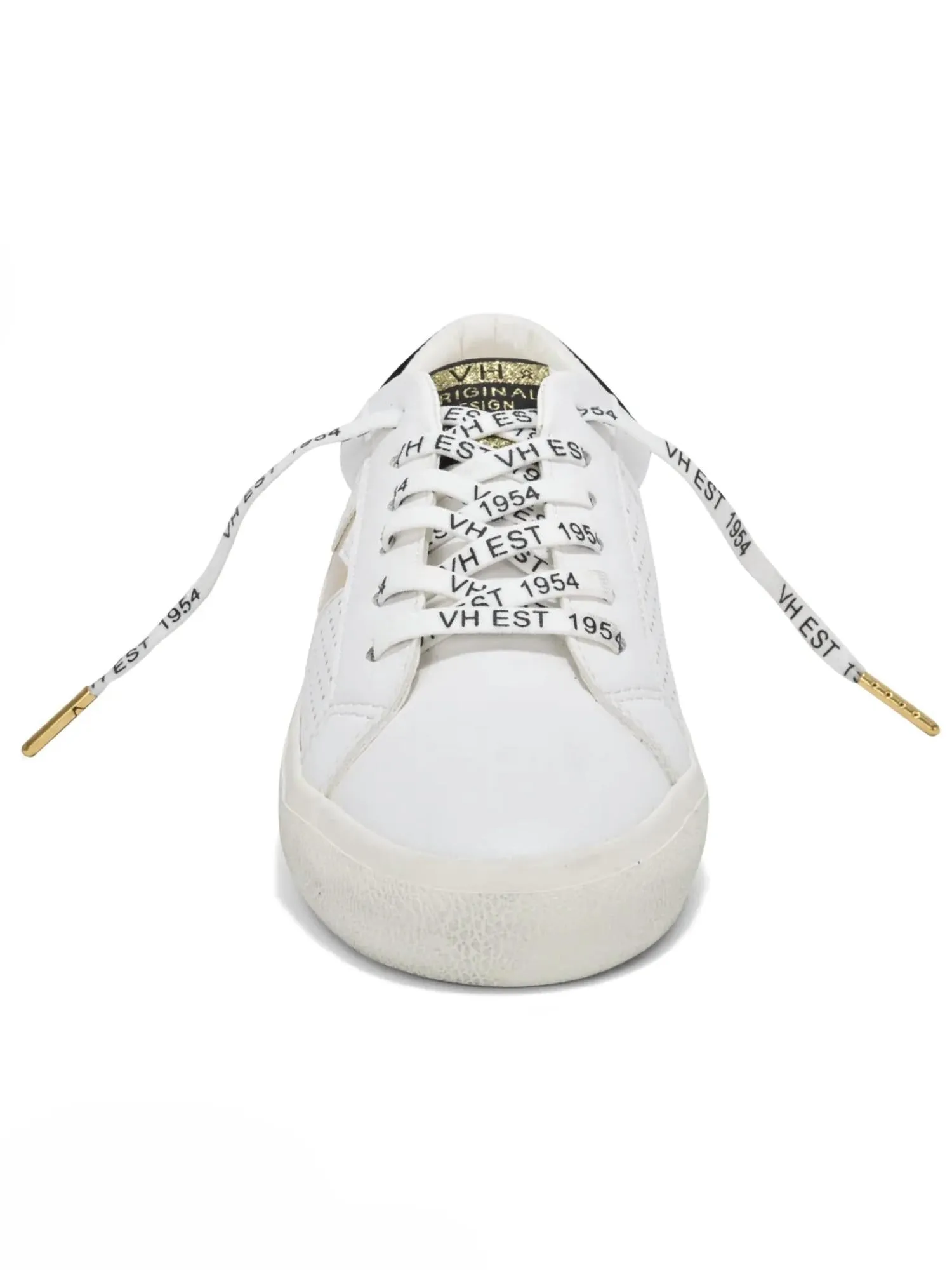 Comfort Rating Gadol Ro Dotted Sneaker With Metallic Gold Star In White