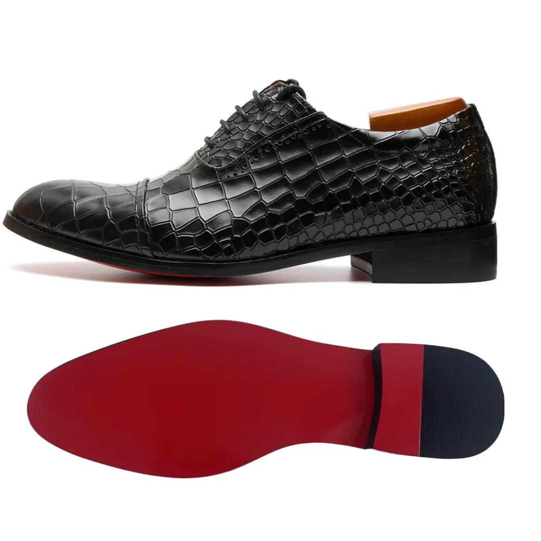 Rossi Luxx2 - Red bottom sole Crocodile Pattern Leather Oxford Shoes High-quality Leather Shoes