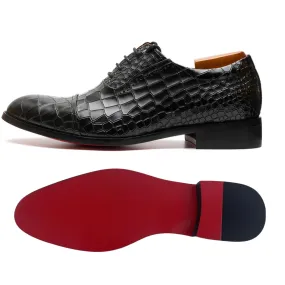 Rossi Luxx2 - Red bottom sole Crocodile Pattern Leather Oxford Shoes Refined Style Style Enthusiast Trendy Fit Shoes