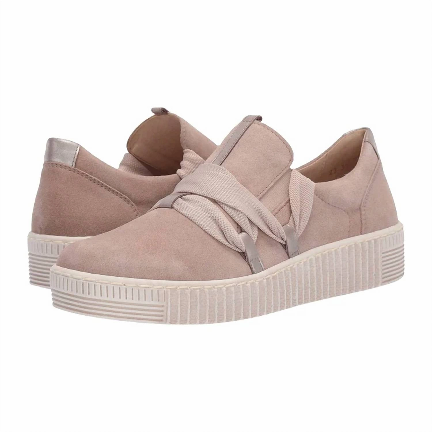 Women Big Ribbon Lace Sneaker In Silk,beige Fast Steps Balanced Grip