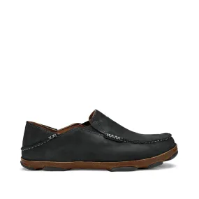 Wind Path OluKai Men's Moloa Moc Leather Slip On Shoes in Black