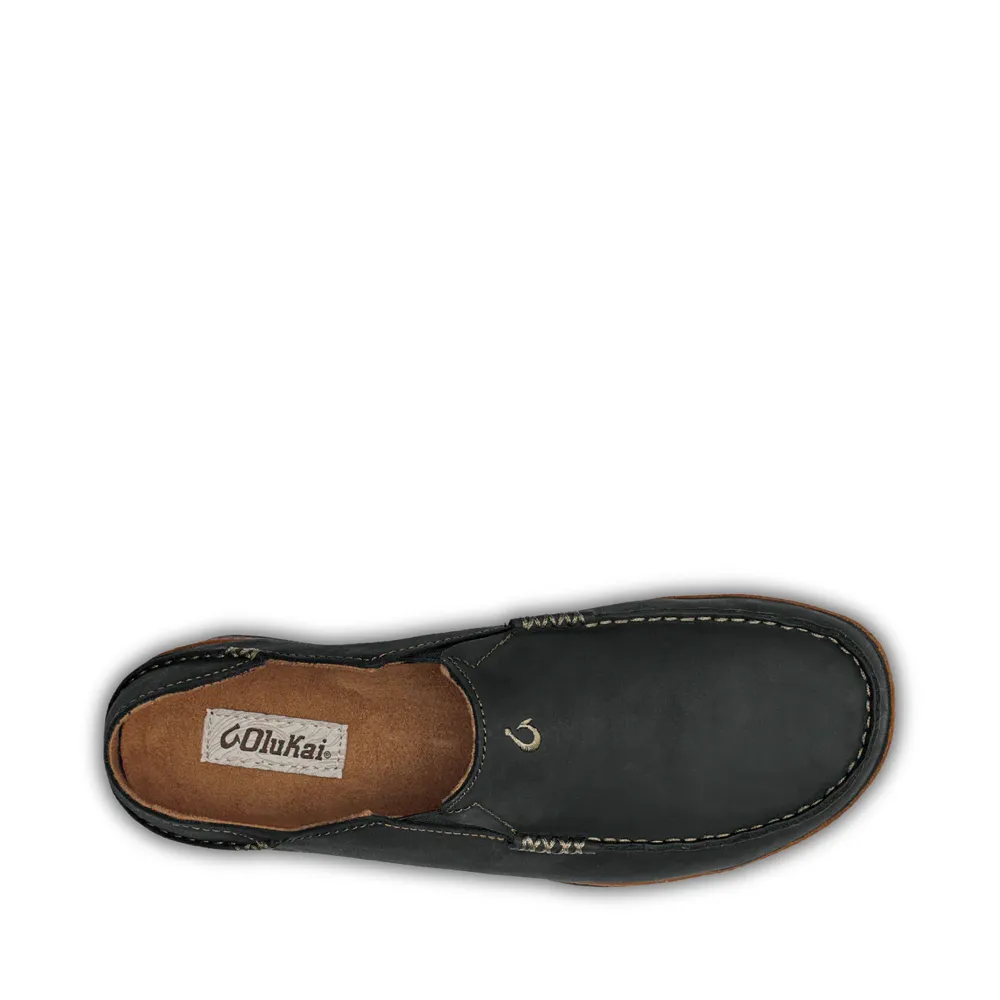Step Ready OluKai Men's Moloa Moc Leather Slip On Shoes in Black