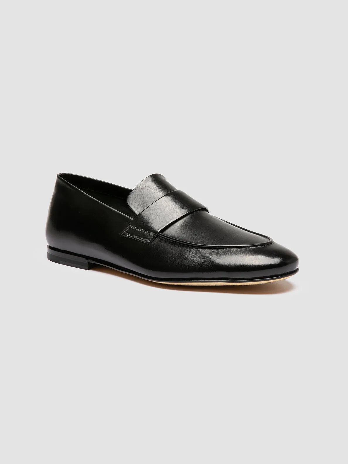 AIRTO 001 - Black Leather Penny Loafers Open Guard