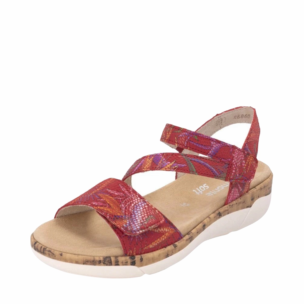 Travel Walker Support Feel Remote Women's Jocelyn 60 Sandal in Red Multi