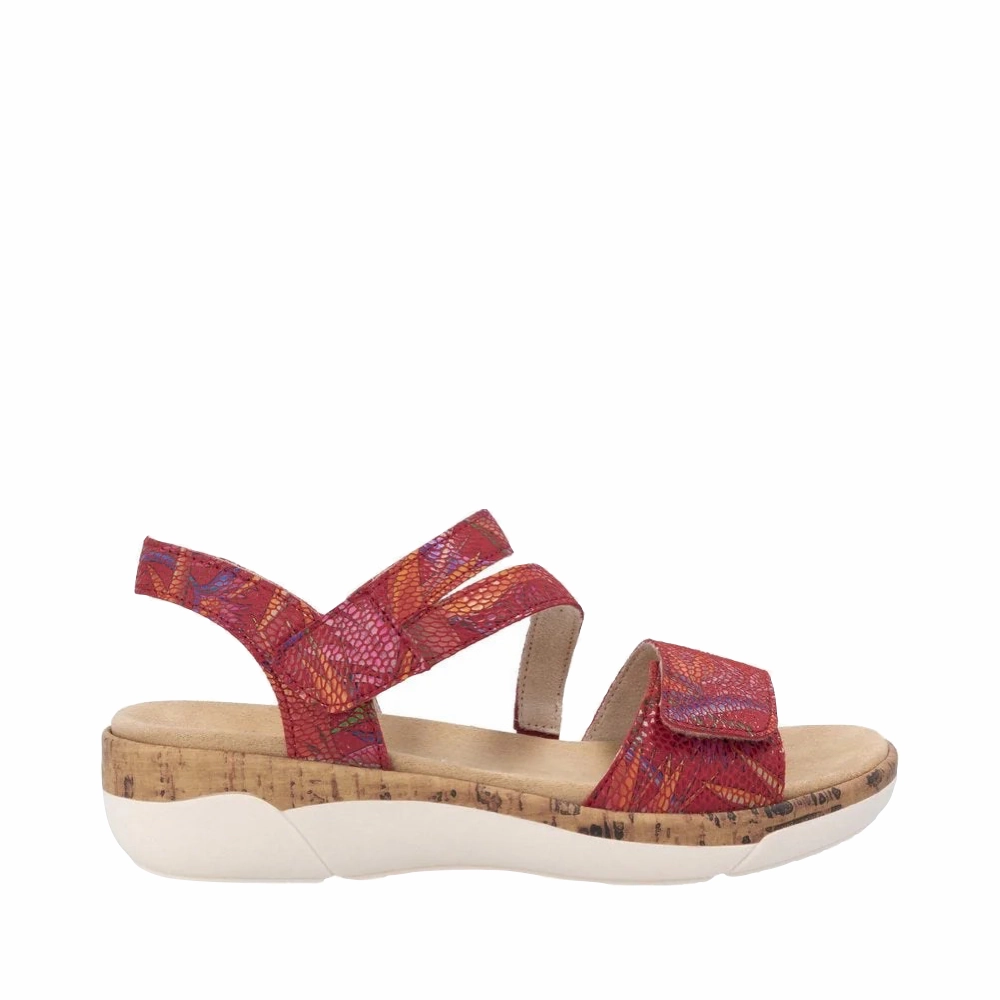 Remote Women's Jocelyn 60 Sandal in Red Multi Zip Up Style Suede