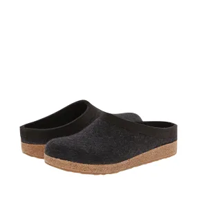 Breathable Layer Haflinger Grizzly Wool Clog in Charcoal