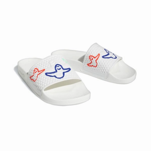 Adidas - Shmoofoil Slides (White/Red) Sturdy Build bright - colors shoes