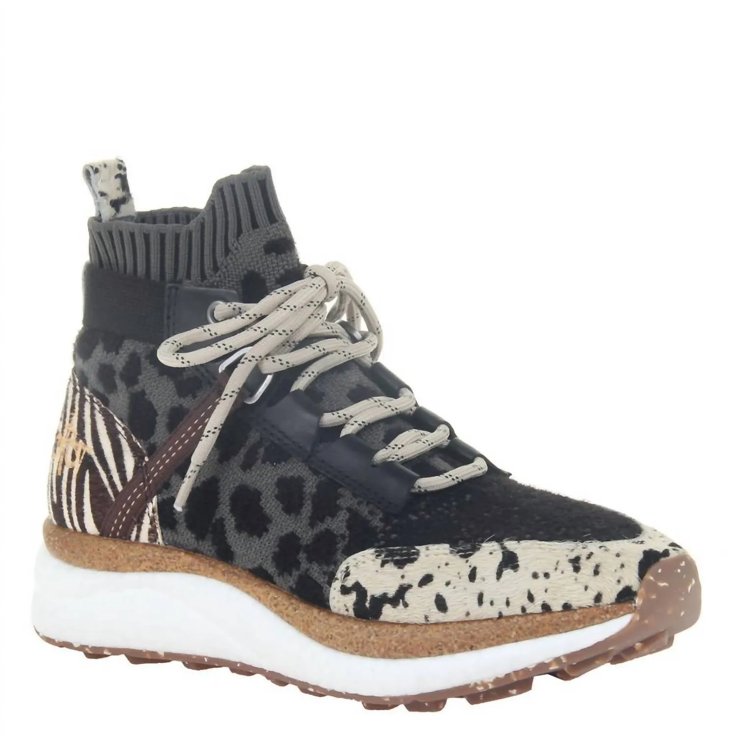 Rubberized Edges Women's Hybrid In Animal Print High Top Sneakers