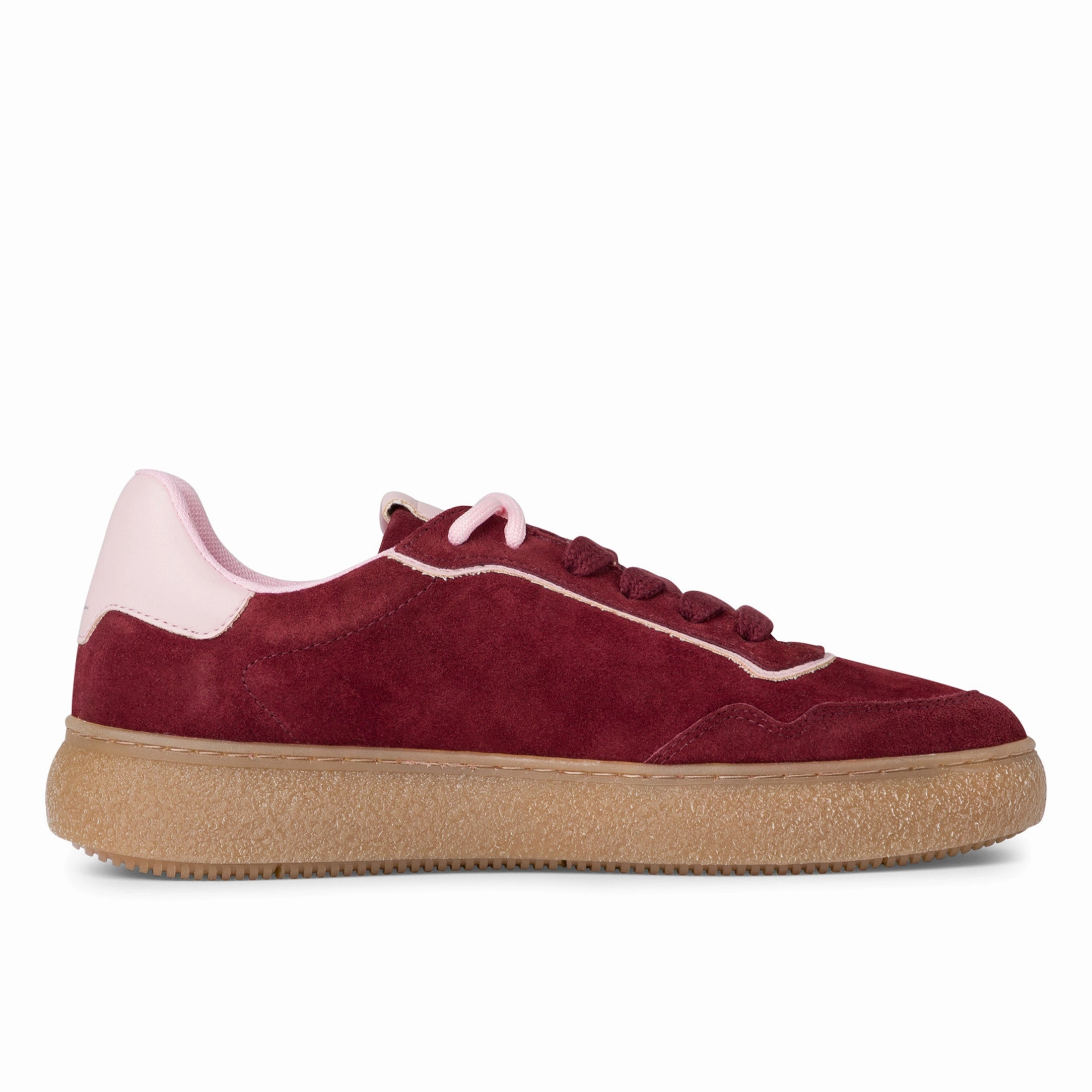 Tamaris Womens Merlot Burgundy Red Leather Fashion Stripe Lace Up Sneakers Adaptive Response