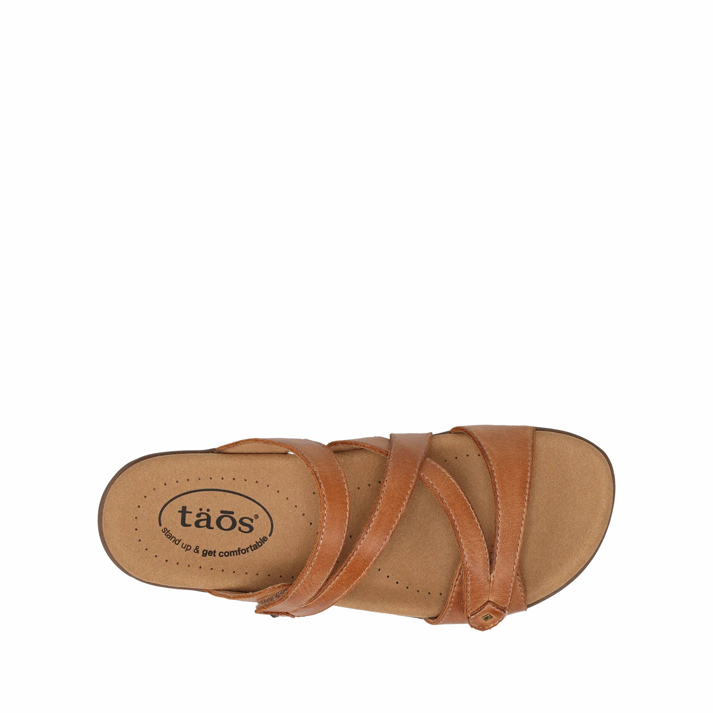 Taos Women's Double U Adjustable Strap Slide Sandal in Caramel Subtle Texture