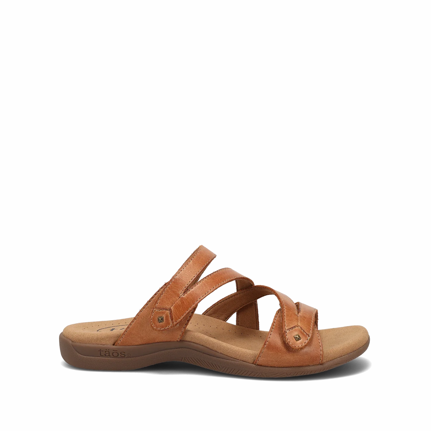Marathon Walk Taos Women's Double U Adjustable Strap Slide Sandal in Caramel