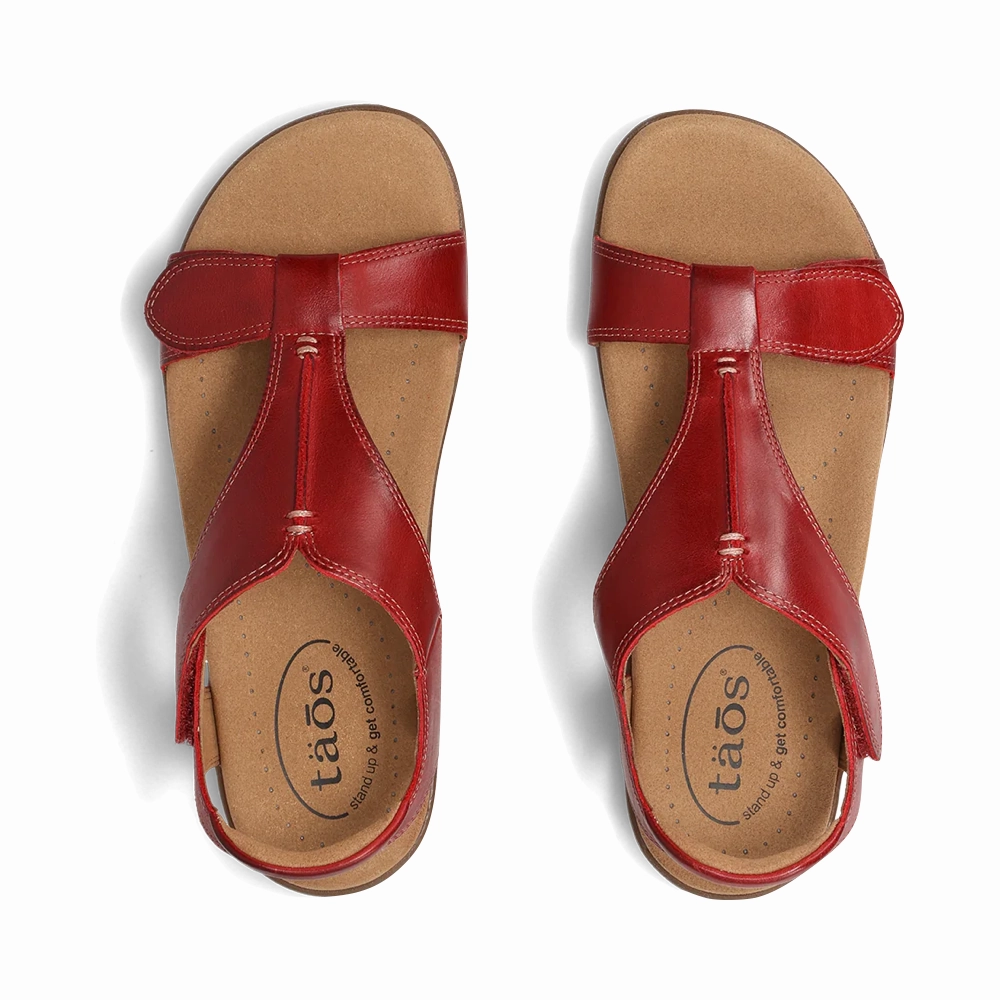 Taos Women's The Show Sandal in Red Gel cushion