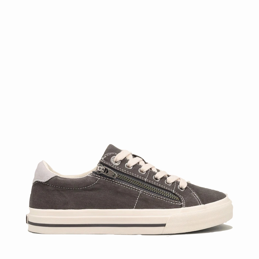 Mesh   lined Taos Women's Z Soul Side Zip Canvas Lace Sneaker in Graphite