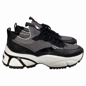 Rigidity Control Power Balance Michael Kors Darius Two-Tone Stretch Knit Trainer in Black and White Synthetic