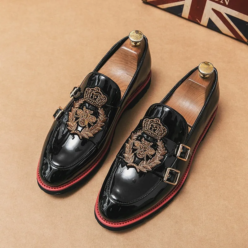 The Applique - Royal Loafers for Men with two buckles decoration french chic Non-Slip Shoes