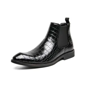The Croci - Unique Crocodile pattern leather CHELSEA boots for men Polished Finish