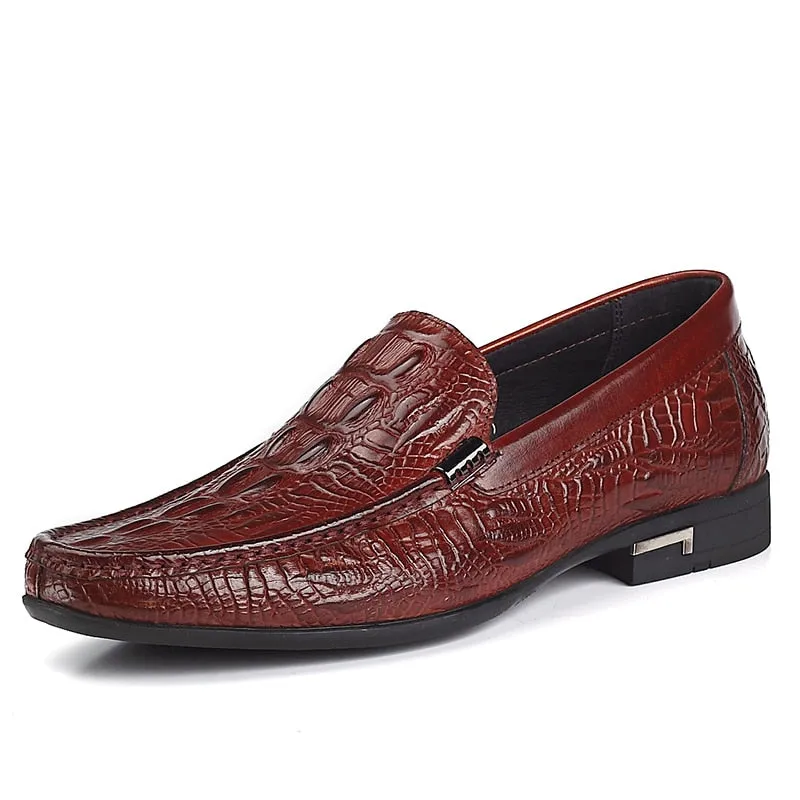 Elegant Comfort The Emperor - Leather Alligator Print Loafers For Men