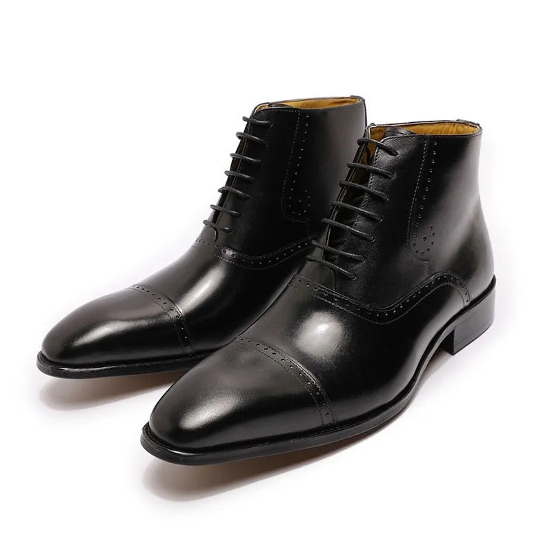 Shock Absorbing The Fazona - Classic Brogue Leather Boots For Men