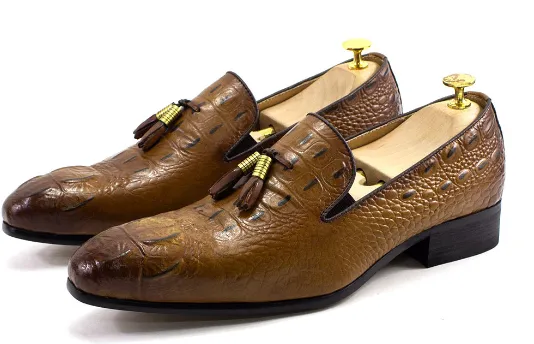 Light Power The Lasen - Luxurious Alligator Print Leather Tassel Loafers