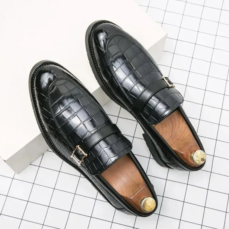 Self Love Polished Detail The Monzino - Men's Elegant Dress Shoes Monk-strap Loafers (Crocodile pattern)
