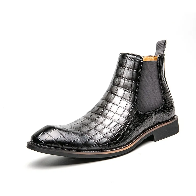 The Moro - Alligator Print Chelsea Leather Boots Antistatic Travel Pair