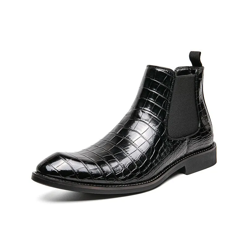 The Moro - Alligator Print Chelsea Leather Boots Italian Shade Breathable Upper