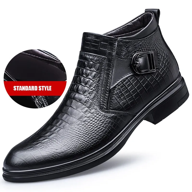 Long Wear The MVVT - Crocodile/Alligator Print Leather Ankle Boots